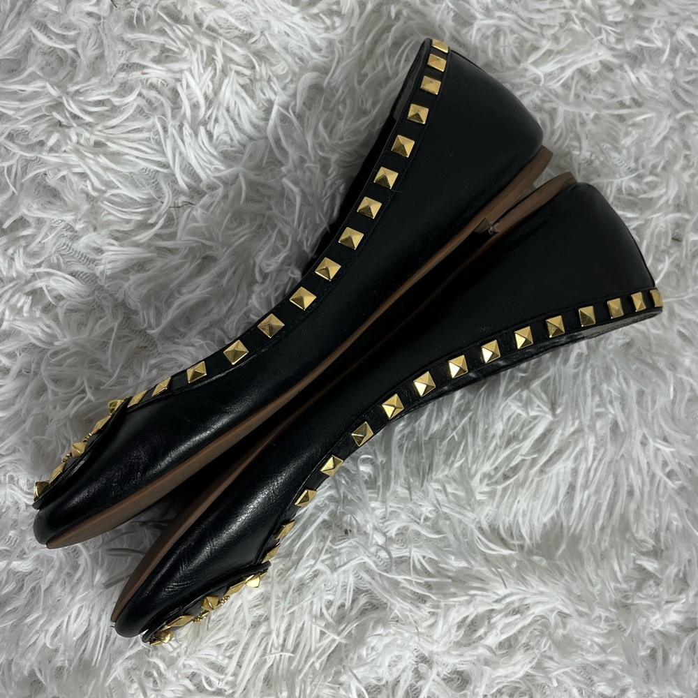 Tory Burch Black Flats Dale Gold Studs Flats - Picture 8 of 11